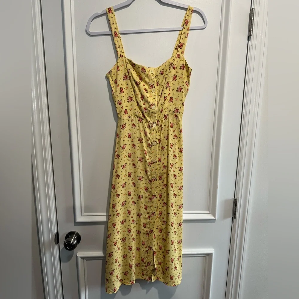 Reformation Yellow Floral Persimmon Midi Dress - Picture 3 of 8